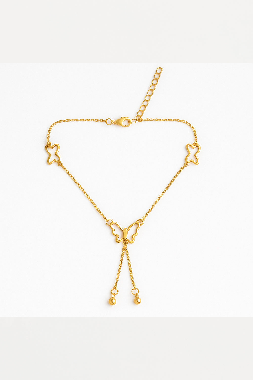 18k Rose Gold Plated Butterfly Anklet for Women and Girls