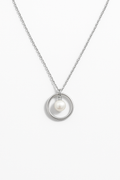 Sterling Silver Necklace - Women's 11.5mm Pearl Pendant Necklace - Solid Silver Box Chain 17"